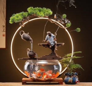 Aquarium décoratif avec système de circulation d'eau