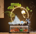 Aquarium avec fontaine, parfait pour un espace zen