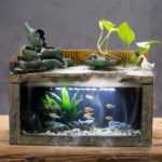 Aquarium et fontaine combinés pour un effet zen