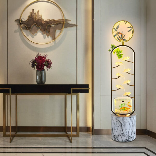 Fontaine d'intérieur avec aquarium intégré pour ambiance relaxante