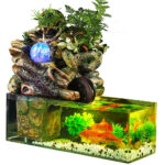 Aquarium pour poisson avec fontaine à eau décorative