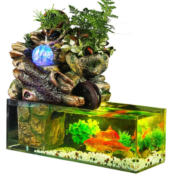 Aquarium pour poisson avec fontaine à eau décorative