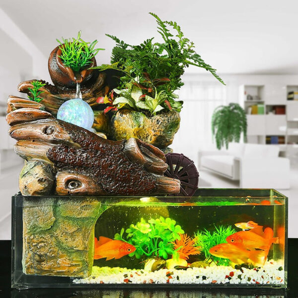 Fontaine intégrée pour aquarium, ambiance relaxante pour poissons