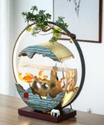 Aquarium rond fontaine décoratif pour poissons et plantes