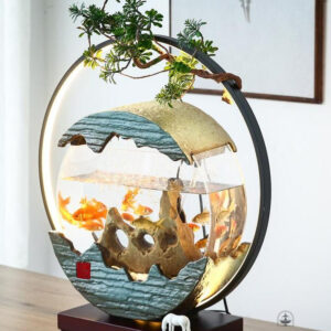 Aquarium rond fontaine décoratif pour poissons et plantes