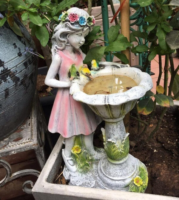 Fontaine oiseaux avec réservoir pour baignade solaire