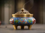 Fontaine à encens en laiton, design raffiné pour diffusion d'arômes