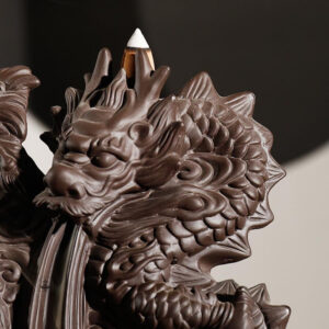 Fontaine à encens en forme de dragon, art en terre cuite