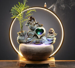 Élégante fontaine asiatique pour un intérieur zen