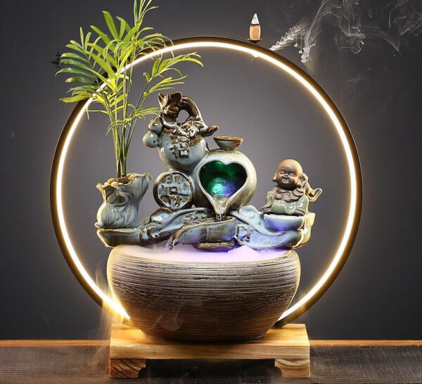 Élégante fontaine asiatique pour un intérieur zen