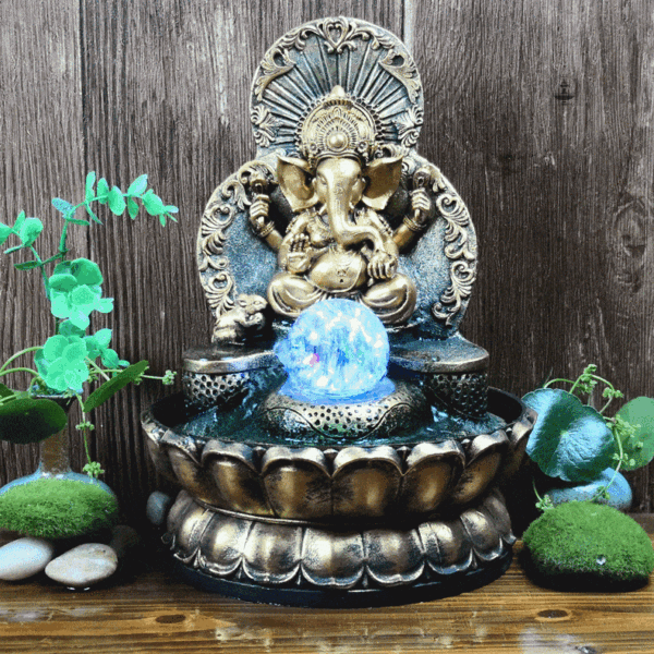 Fontaine zen avec éléphant, idéal pour méditation