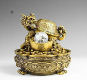 Dragon tortue Feng Shui en fontaine d'intérieur élégante