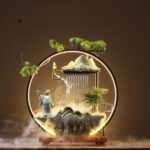 Encens et fontaine d'eau pour relaxation