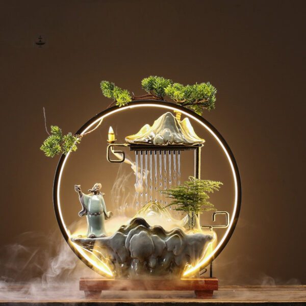 Encens et fontaine d'eau pour relaxation