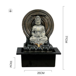 Fontaine Bouddha apaisante avec eau en mouvement