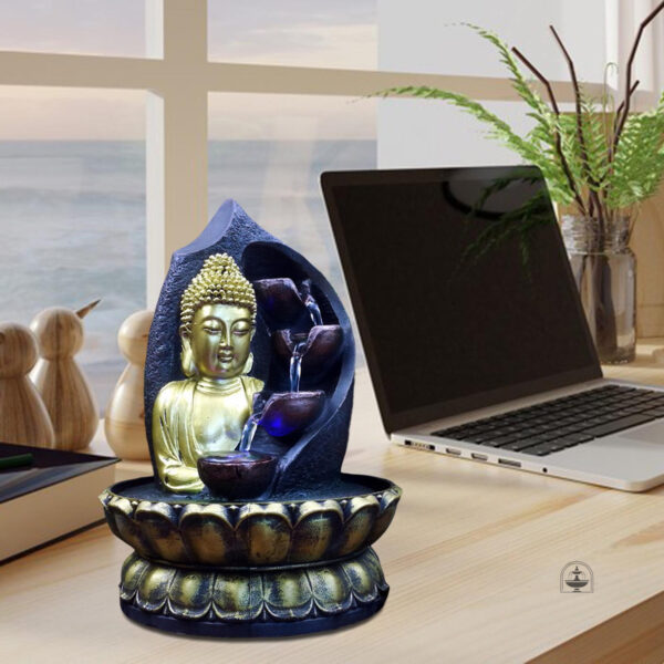 Accessoire zen : Fontaine Bouddha avec éclairage doux