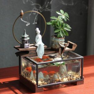 Élément zen pour aquarium avec effet de cascade