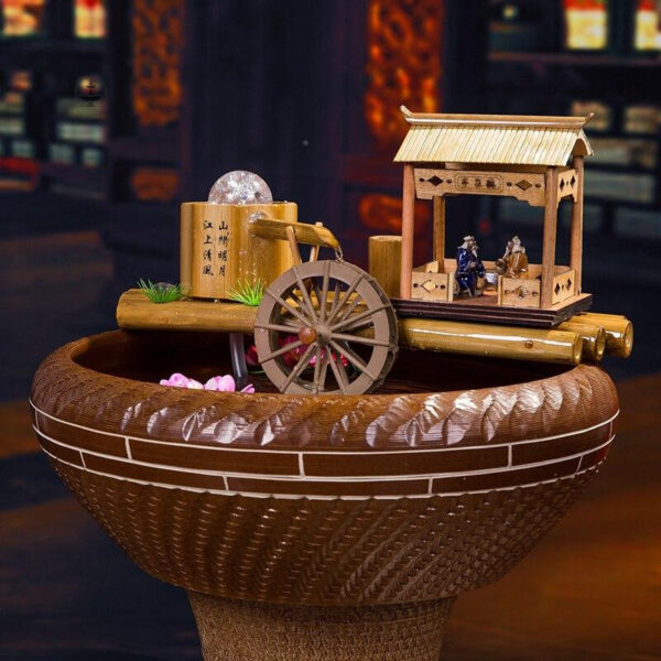 Fontaine en bambou pour décoration intérieure apaisante