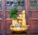 Fontaine intérieure en bambou pour habitat