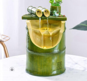 Bambou vert, fontaine décorative pour intérieur