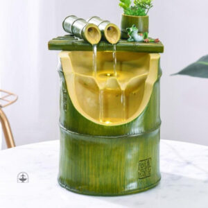 Bambou vert, fontaine décorative pour intérieur