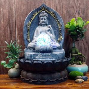 Fontaine Bouddha avec boule décorative en intérieur