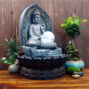Élément de décoration Bouddha avec fontaine et sphère