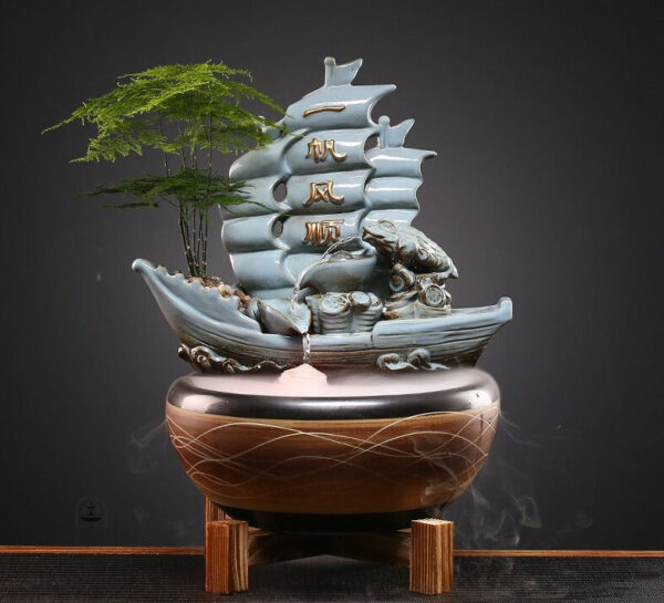 Eau jaillissante et éclairage doux pour ambiance zen