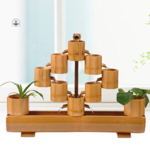 Fontaine japonaise en bambou, décoration zen pour jardin