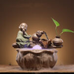 Fontaine Jardin Zen avec jarres marrons en cascade