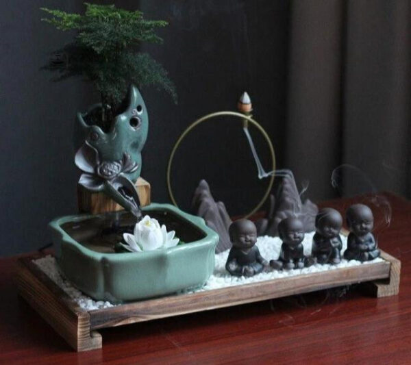 Fontaine zen intérieure pour un jardin apaisant