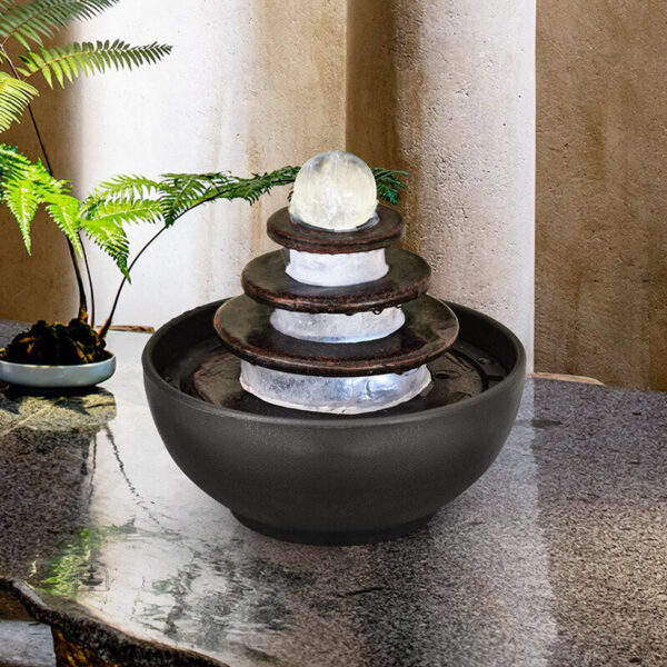 Accessoire décoratif : fontaine avec lumière douce