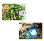 Fontaine ovale avec éclairage coloré pour intérieur