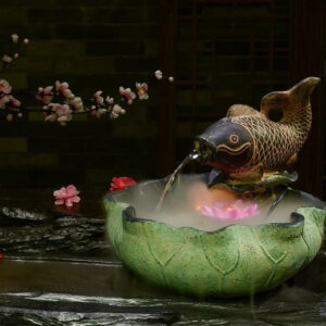 Fontaine apaisante avec motif de poisson et eau