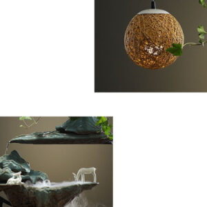 Décoration extérieure avec fontaine de style zen