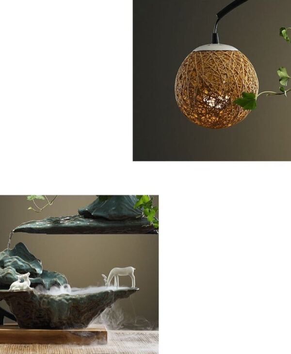 Décoration extérieure avec fontaine de style zen