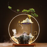Fontaine japonaise avec design en bambou