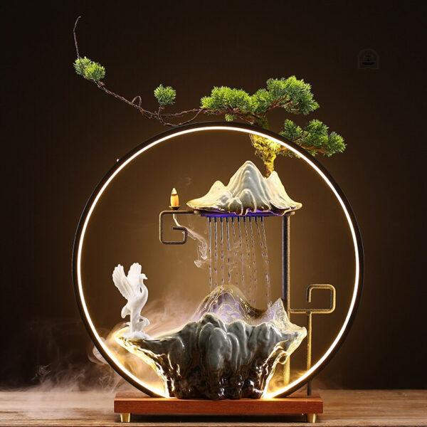 Fontaine japonaise avec design en bambou
