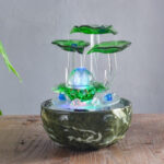 Fontaine en verre avec boule, décor zen pour intérieur