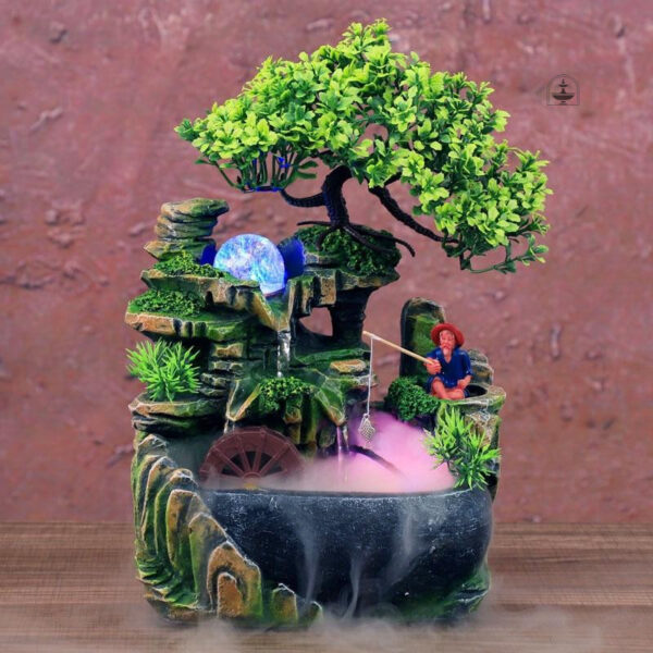 Fontaine zen pour balcon, décoration apaisante et naturelle