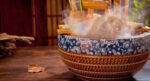 Élément de décoration zen avec fontaine en bambou