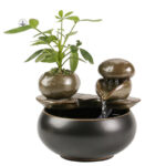 Éléments de nature avec cette fontaine zen