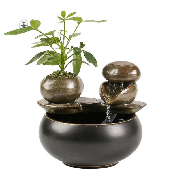 Éléments de nature avec cette fontaine zen