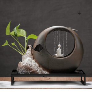 Décoration intérieure apaisante avec fontaine zen élégante