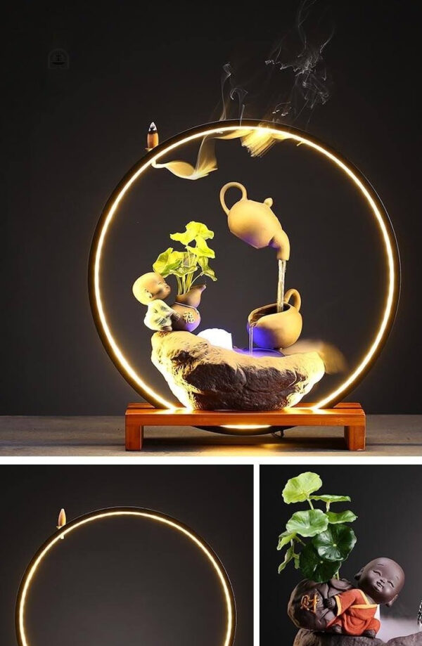 Fontaine zen avec LED pour créer une atmosphère sereine