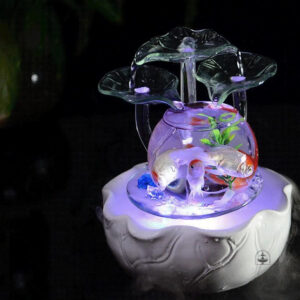 Déco zen avec fontaine en verre, apaisement et bien-être
