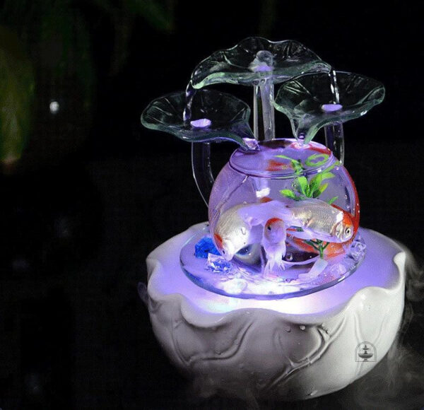 Déco zen avec fontaine en verre, apaisement et bien-être