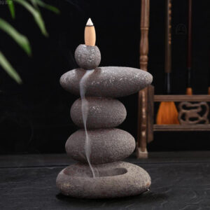 Fontaine zen galet pour encens, ambiance relaxante