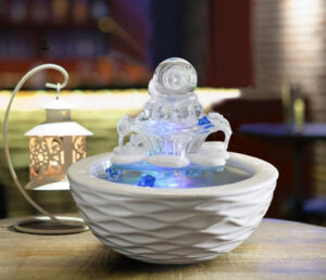 Fontaine zen en verre pour une ambiance apaisante