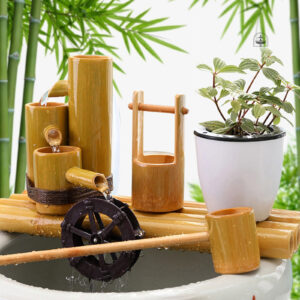 Fontaine en bambou pour ambiance zen et relaxante